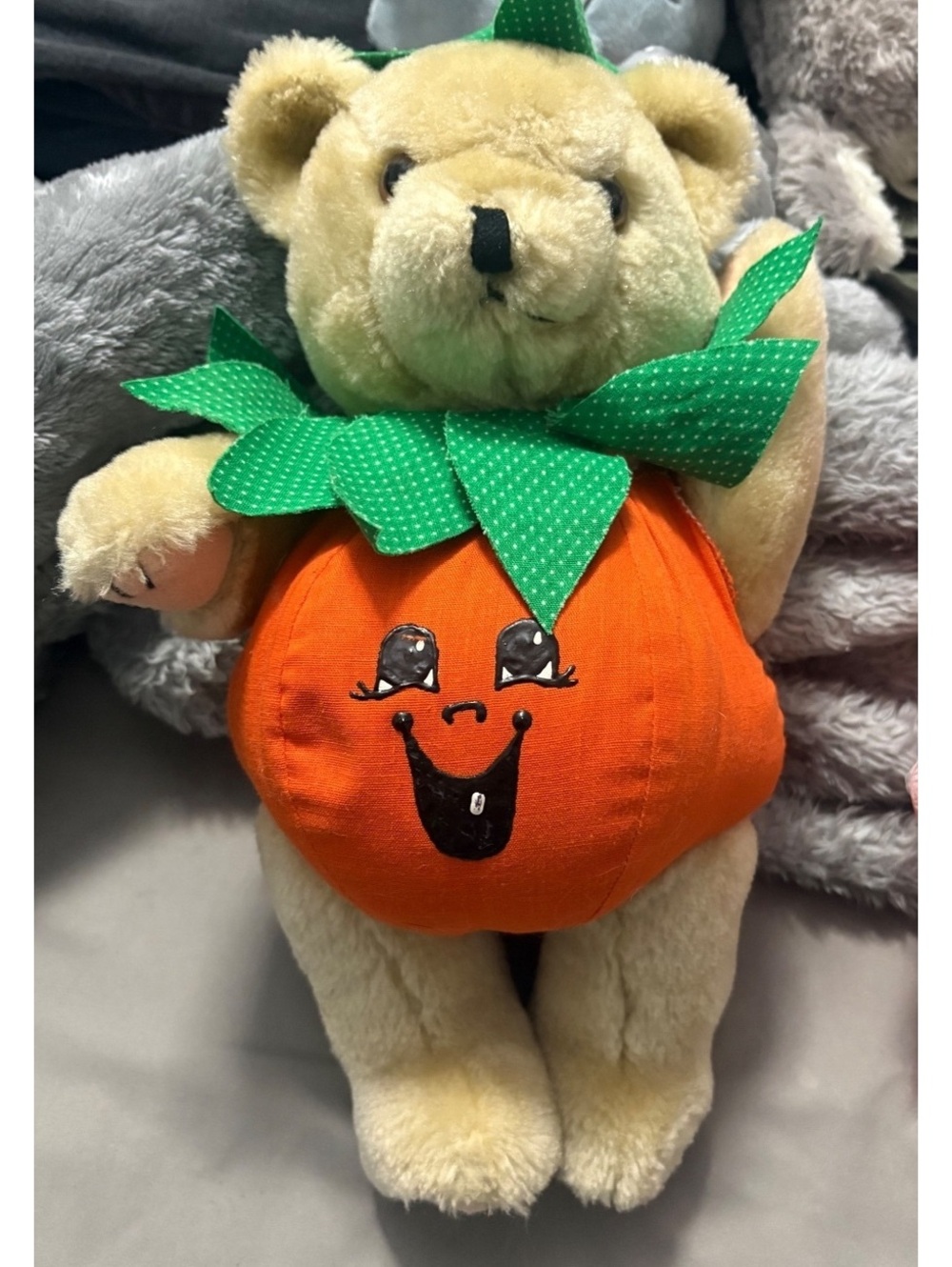 Vintage Lillian Vernon Jointed Pumpkin Halloween 15" Plush